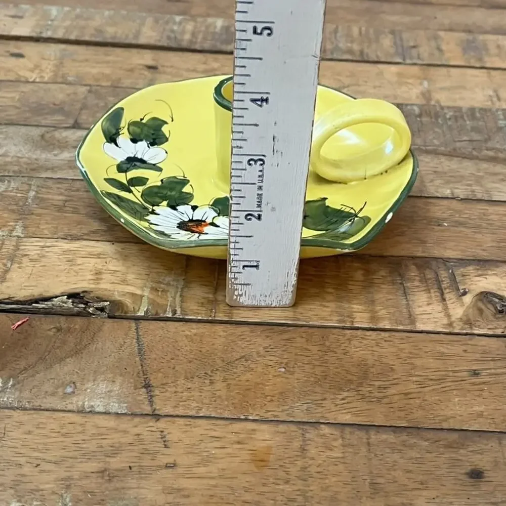 Vintage 1922 Italian Daisy Yellow Candle Holder 6